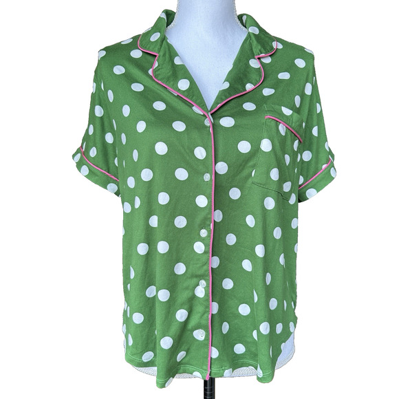 Kate Spade New York sz L Women's Pyjama Top Only‎ Green Dot - Picture 2 of 7